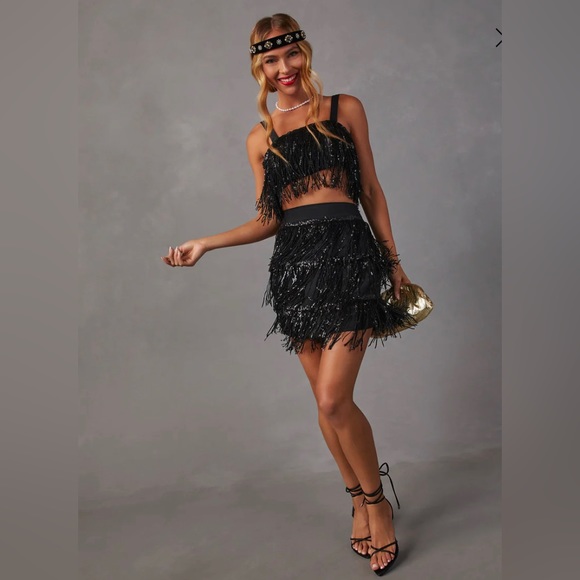 NWT 💕HOST PICK💕VICI FANCY RODEO SEQUIN FRINGE MINI SKIRT & TOP - Size Small - Picture 4 of 13